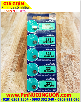 COMBO 01 vỉ 5viên Pin đồng hồ 1.55v Silver Oxide MuRata SR616SW (Pin 321) chính hãng _Giá 75.000/Vỉ